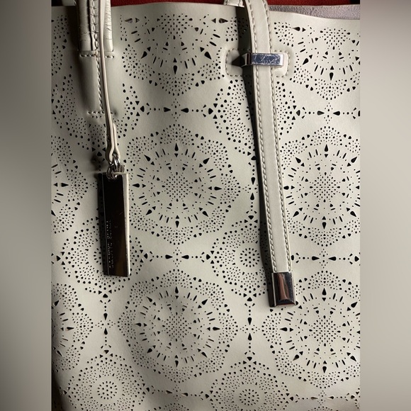 Vince Camuto Leila Laser Cut Leather Shoulder Tote in Blue Hint with Silver - Picture 5 of 8